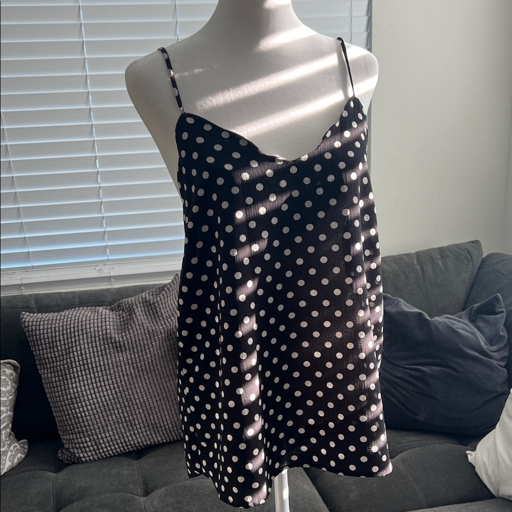 Monteau Black and White Polka Dot Tank Top